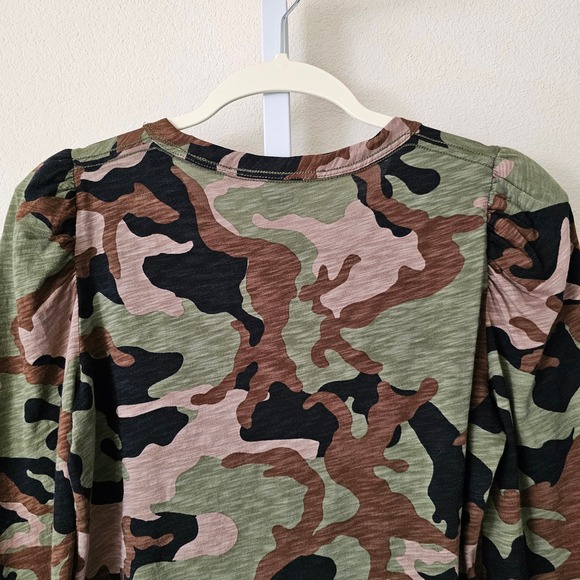 VERONICA BEARD Porter Camouflage Print Puff Long Sleeve Pullover Top Sz XS - Picture 6 of 12